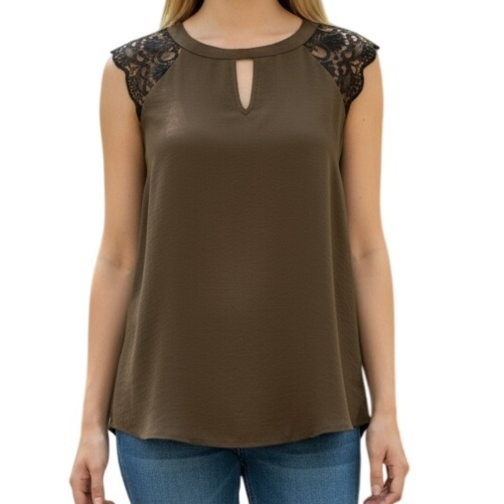 EXPRESS Army Green‎ Open Back W/Tie Eyelet Sleeves Top NWOT XS